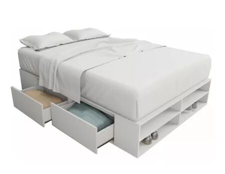 Base Cama Box Linea Minimal 1.40m 4 Cajones Con Estantes 6442 Everest Tables