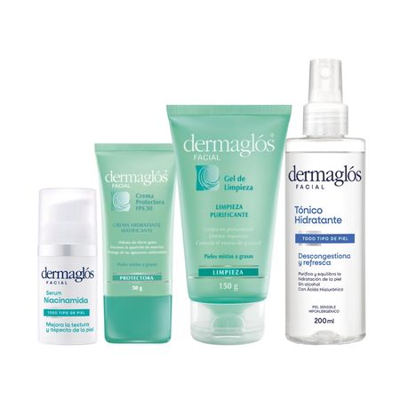 Dermaglos Set Rutina Piel Mixta a Grasa +Serum Niacinamida