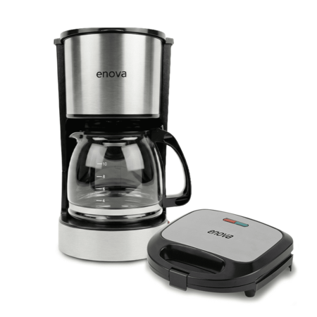Combo Cafetera de filtro enova 1.5L Negro & Sandwichera 2 Posiciones Negra