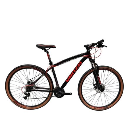 Bicicleta MTB Venzo Loki R29 21V Talle M NegroRojoCele Disco Mec.