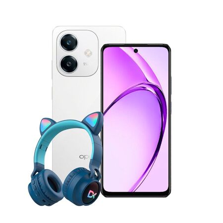 Combo Oppo A60 8+256GB White + Auriculares Dekkin Gato Verde LED