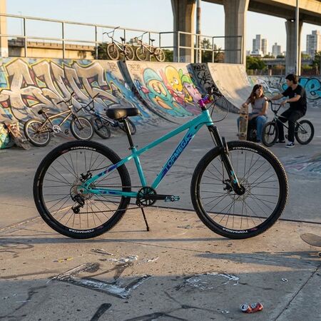 Bicicleta MTB Topmega Whiper R26 7V Celeste/Violeta Disco Mec.