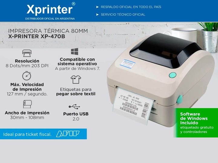 Impresora Térmica X-Printer XP-470B 108mm 127mm/s Imprime Códigos de Barras - Vista 2