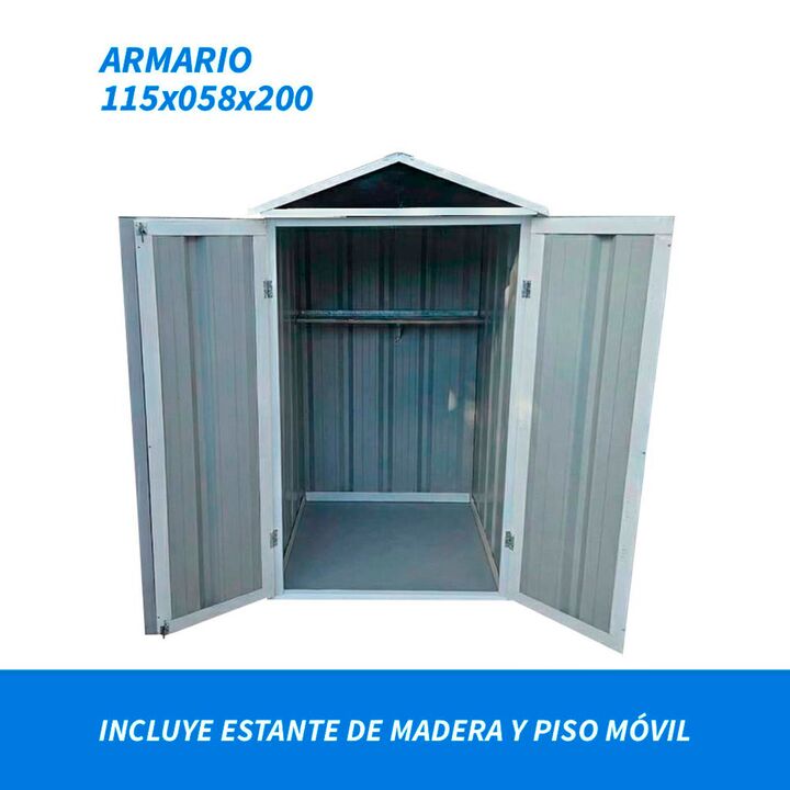 Armario Deposito Galpon de jardin 1x.58x2 Negro Piso + Estante Calibre 28 DON ACERO - Vista 3