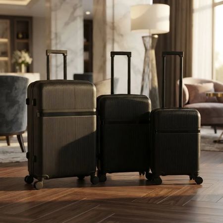 Set Valijas Wanderlust 20 24 28 Pulg Expandible Negro 48226