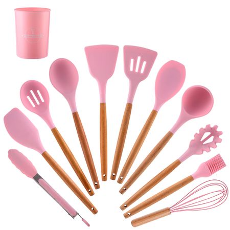 Set x12 de Utensilios De Cocina Gadnic KCOCI002 Mango Madera Punta Silicona