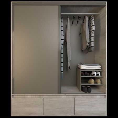 Placard Corredizo 1,80 2 Cajones 3 Zapateros Nevado Gris