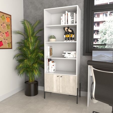 Estanteria 2 Puertas Gris C.|nogal L. Tables