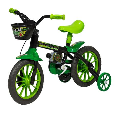 Bicicleta R12 Nathor con cantimplora Negro c/ Verde