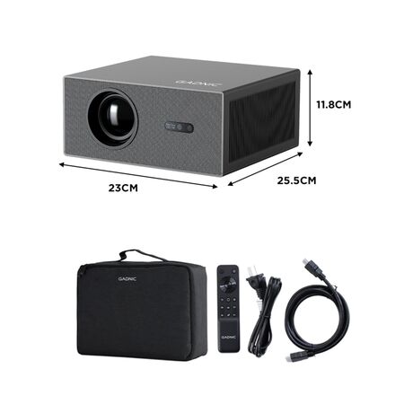 Proyector Gadnic C45 FHD 12000 Lúmenes Android TV AutoFocus AutoKeystone Bolso Transportador Cable HDMI