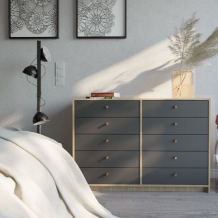 Chiffonier 10 Cajones Tables Cod: 6059 Olmo Finlandes-Negro