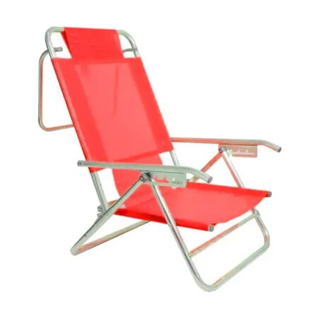 Reposera Playera Descansar Roja Aluminio 5 Posiciones 80012