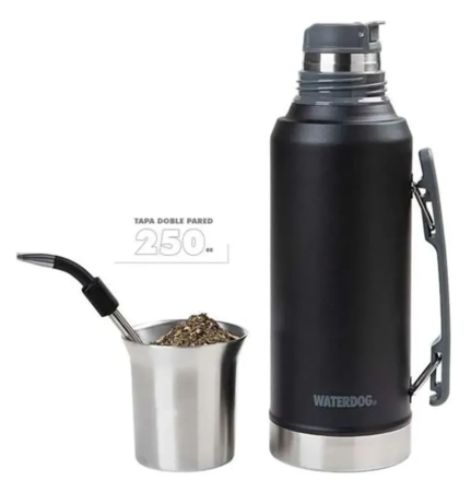 Termo Waterdog 1200 cc tapon cebador acero inoxidable