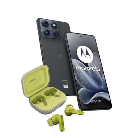 Combo Moto Edge 70 12+512GB Gadget Grey + Auriculares Moto Buds Guitar Green Banana