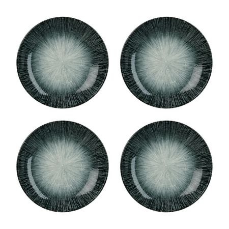 Set x 4 Plato Hondo Sopero Pasta 25 cm Porcelana Decorado Color Azul