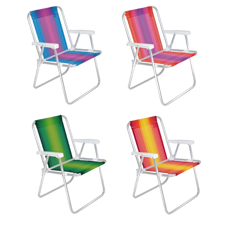 Combo x4 Silla Plegable Alta Aluminio Mor Colores Surtidos