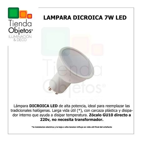 Lampara Dicroica Led Candil 7w 100° Dimerizable Gu10 220v Calido