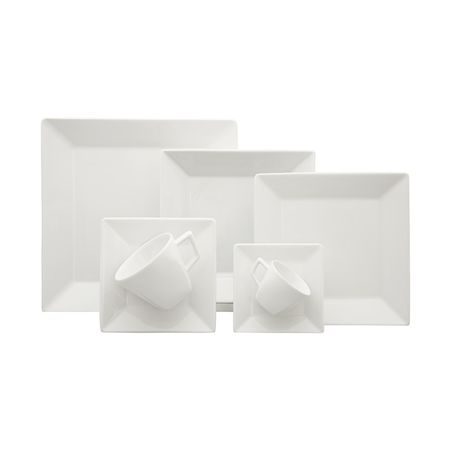 JUEGO VAJILLA X42 PORCELANA CUADRADO BLANCO - OXFORD