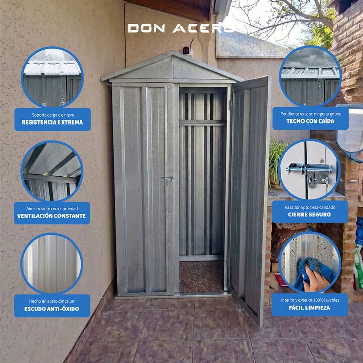 Deposito Armario Caseta Cobertizo de jardín 1x1 Galva + Piso + 1 estante DON ACERO - Vista 5