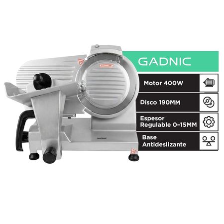 Cortadora De Fiambre Eléctrica Gadnic 400W Disco 190mm Espesor Regulable