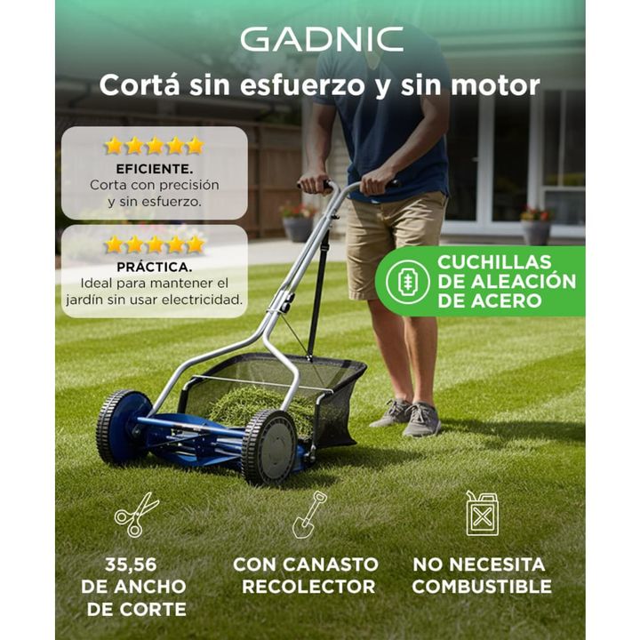 Cortadora de Cesped Gadnic H MOWER Helicoidal Manual + Deposito - Vista 2