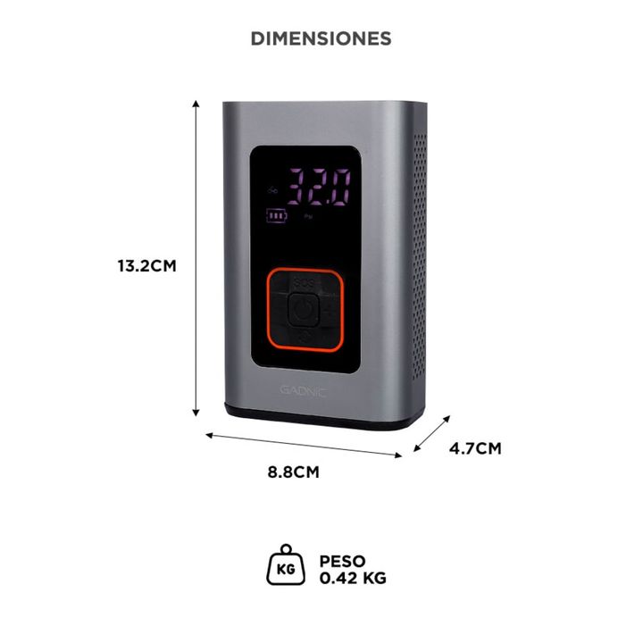 Inflador de Neumáticos Gadnic Inalámbrico Mini Recargable - Vista 6
