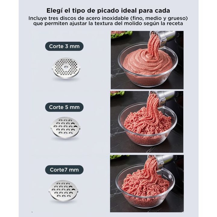 Picadora de Carne Cuk By Gadnic P90 Eléctrica 3 en 1 800W 80kgh (Negro) - Vista 5