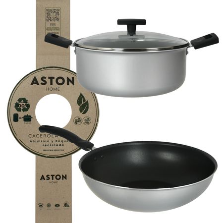 Batería Olla Cacerola Sartén Wok Reciclada Ecologica Aston