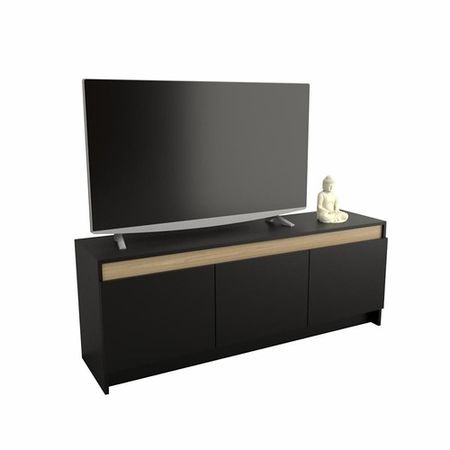 Rack de TV 3 Puertas DS Home Negro Olmo 135x53x38 cm