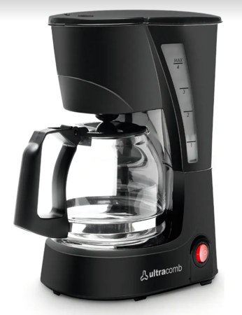 Cafetera Eléctrica Semi automatica Ultracomb Ca2203 Filtro permanente removible y lavable Jarra de vidrio