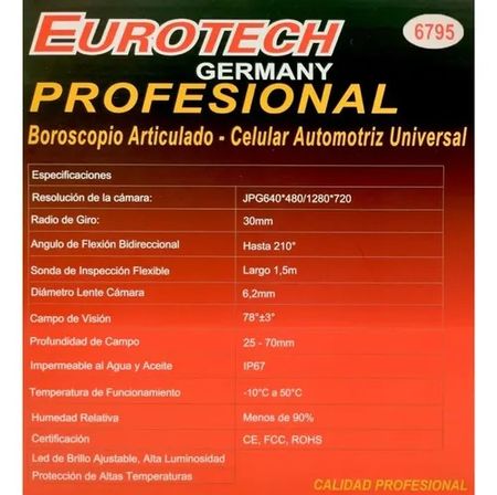 Cámara Boroscopio Articulado Eurotech para Celular y Auto
