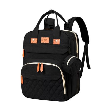 Mochila Maternal T-go 3 Cuna con cambiador y mosquitero Color Negro