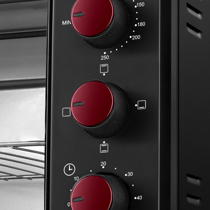 Horno Electrico GLDH82 diseño en acero inoxidable y rojo 1600 W 42 litros - Vista 3