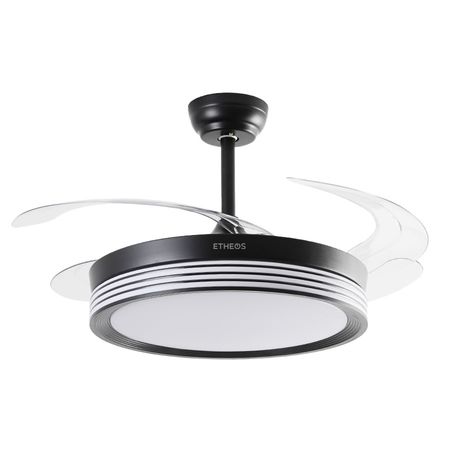 Ventilador De Techo Retráctil Etheos GVTI-VTRN Negro Luz Led Control