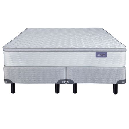 Colchon y Sommier Inducol April Super Queen 160x200x24 Resortes Bonnell y Pillow Top Blanco