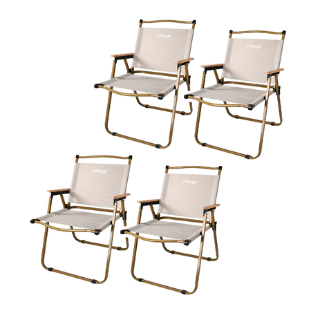 Combo x4 Reposera Plegable Waggs Playera Moderna Apoyabrazos Beige