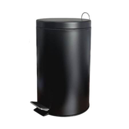 Tacho Basura 12 Lts Cesto Acero Inoxidable Cierre Lento Pedal Color negro