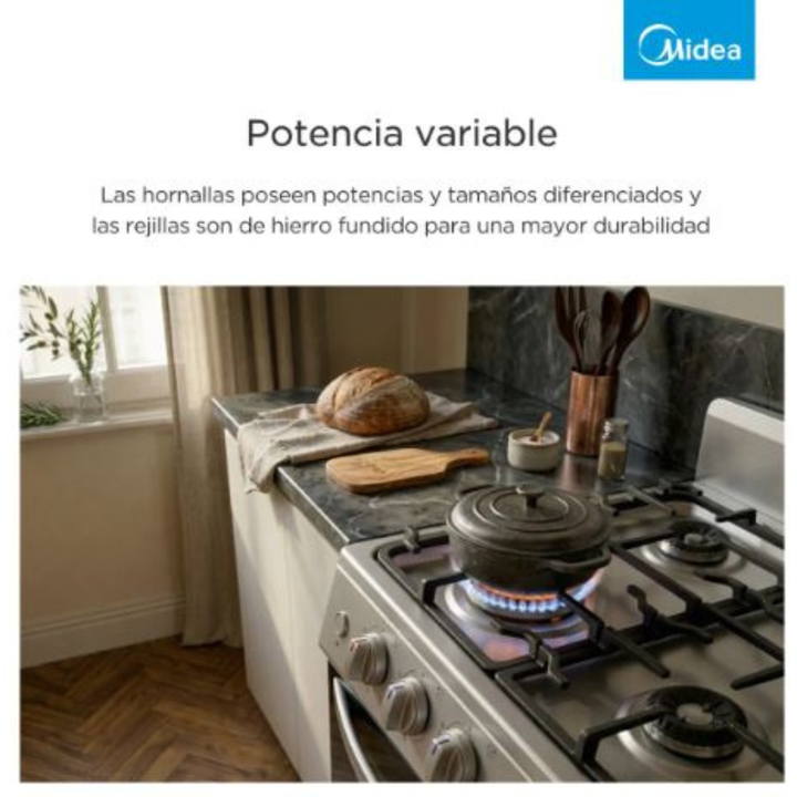Cocina Multigas 4 Hornallas 50cm 20tmg4pgar1 Gris Midea - Vista 11