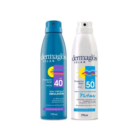 Dermaglos Set Protector Solar Spray Fps40 + Niños Fps50 170ml