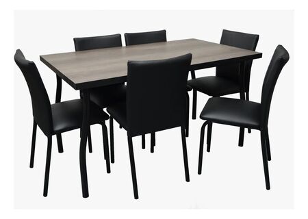 Juego De Mesa 1.4 X 0.80 Y 6 Sillas Cuerina Dakot Negro