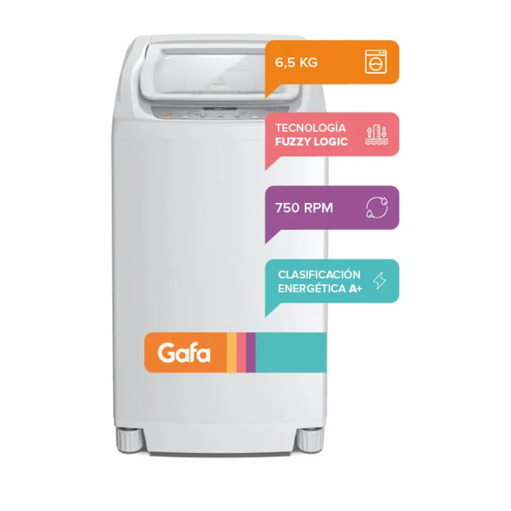 lavarropas gafa dig fit 6,5 kg blanco - Vista 3