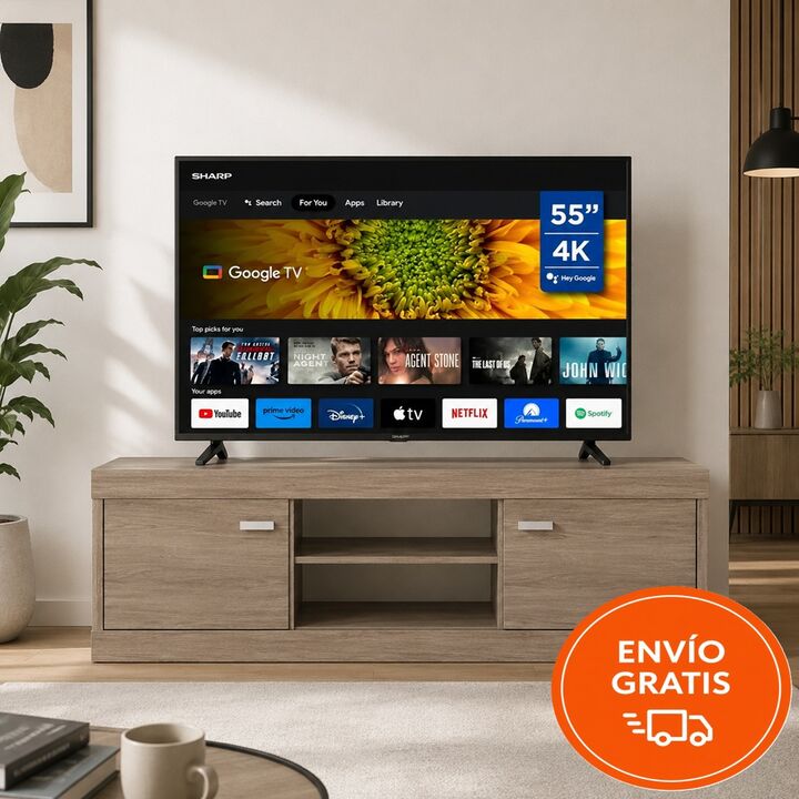 Combo Smart tv 55" Sharp Google Tv + TV Rack 8018 Fiplasto - Vista 4