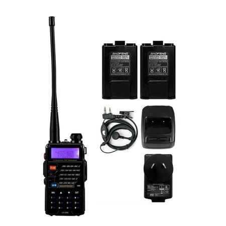 Handy Baofeng UV-5RE Bi-Banda 5w 128CH Hasta 10km + 2 Baterías y Manos Libres