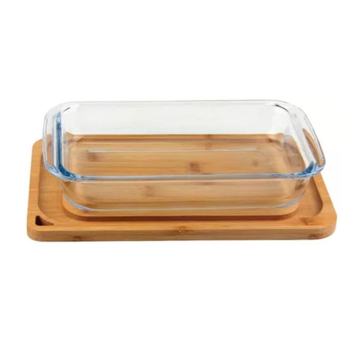 Set Carol Fuente De Vidrio Templado 37 Cm + Tabla De Bambú - Vista 1