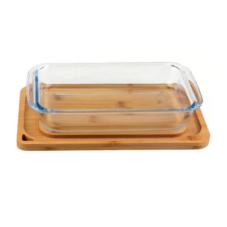 Set Carol Fuente De Vidrio Templado 37 Cm + Tabla De Bambú