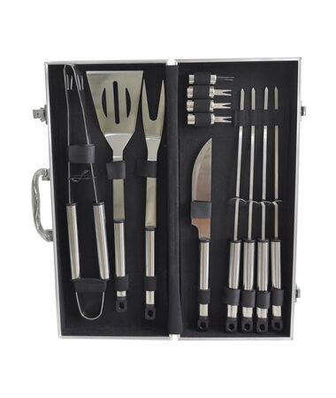Set De Asado Con Valija Metalica 13 Piezas