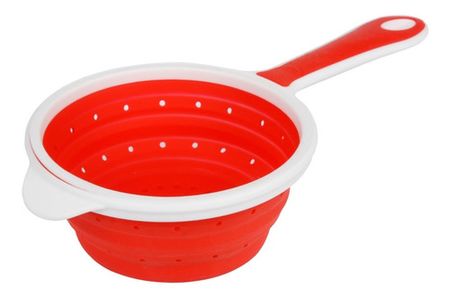 Colador De Silicona Redondo Plegable Con Mango Aston Rojo