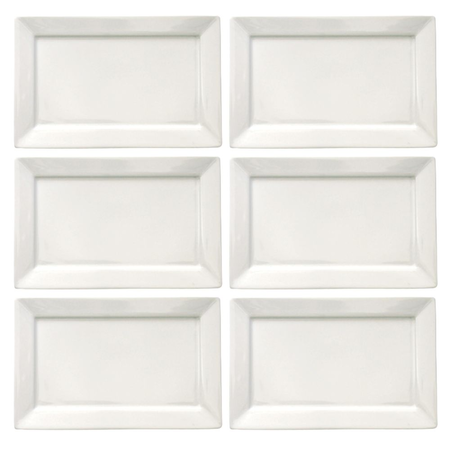 SET X6 PLATOS PLAYO 30X20 CM RECTANGULAR BLANCO