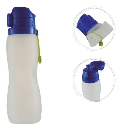 Botella Botellon Plegable Deportivo De Silicona Azul