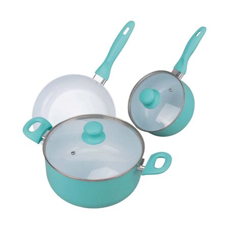 BATERIA DE COCINA DE 3 PIEZAS VERDE AGUA